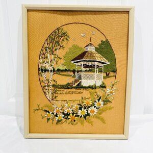 Vintage Sunset Stitchery Sunset in the Park Needlepoint Embroidery Completed